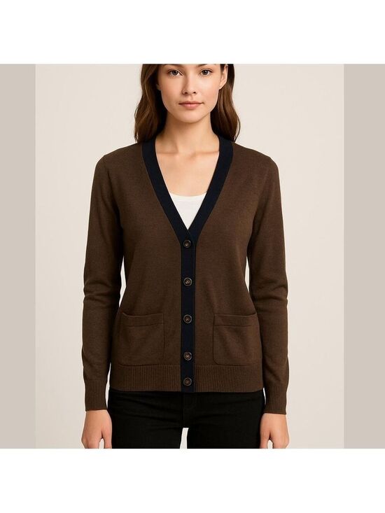 GAP Sweaters - GAP cashmere Brown and navy V-Neck button front Cardigan small